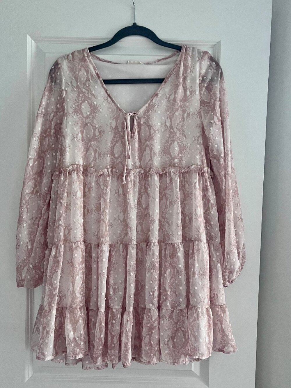 Altar'd State Snake Print Tiered Babydoll Dress